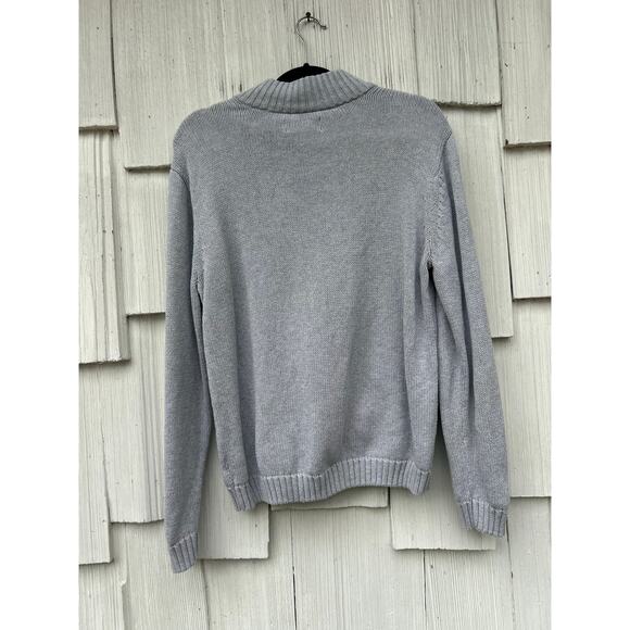 Chaps Mens Gray Cotton Quarter Zip Sweater Knit Pullover‎ Mock Neck Size M - Picture 7 of 8